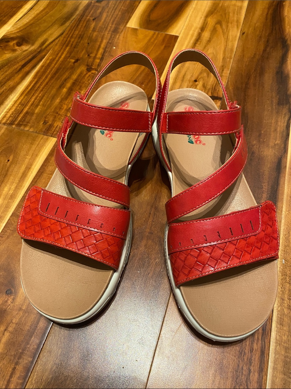 Women’s Size 9 Red Strappy Sandals Vegan Leather Sandals